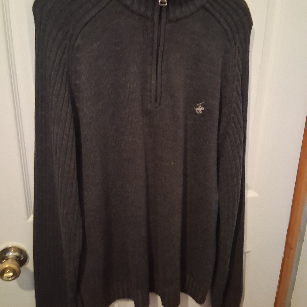 Beverly Hills Polo Club Charcoal Zip-Up Sweater